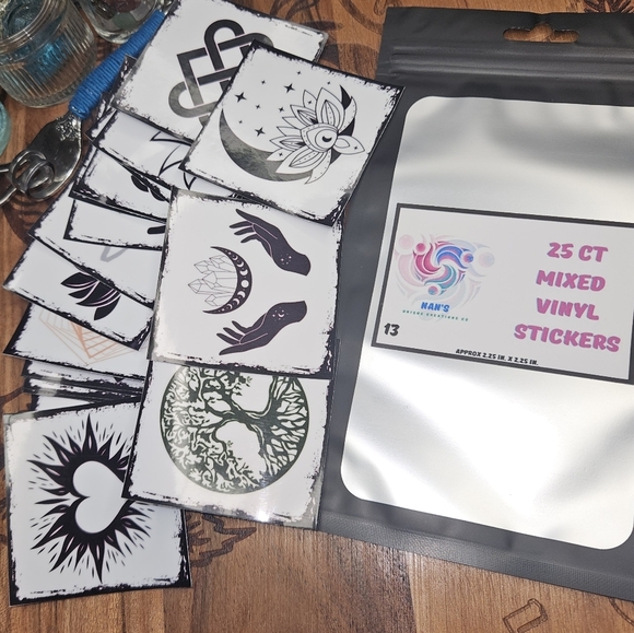 25 CT Mixed Vinyl Stickers Handmade - Picture 3 of 3